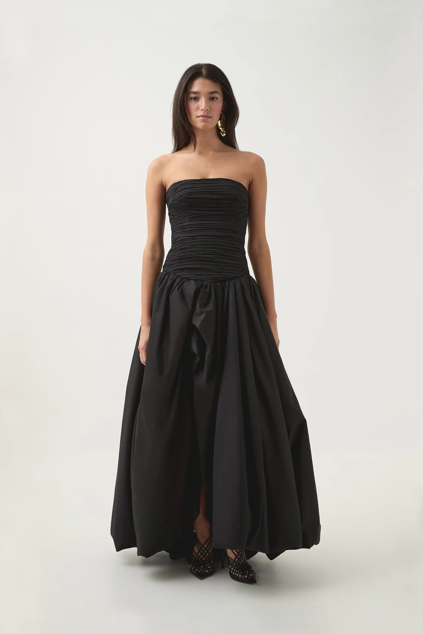 Violette Bubble Hem Maxi Dress in Black