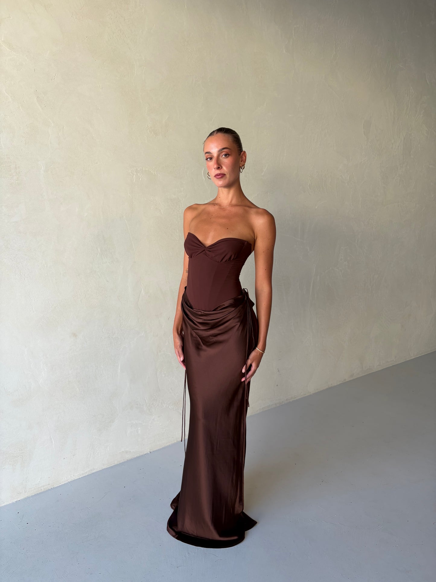 Verity Bustier + Evelyn Maxi In Espresso