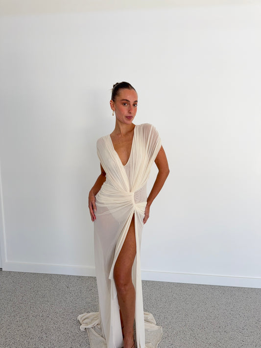 Leia Drape Gown in Butter Cream