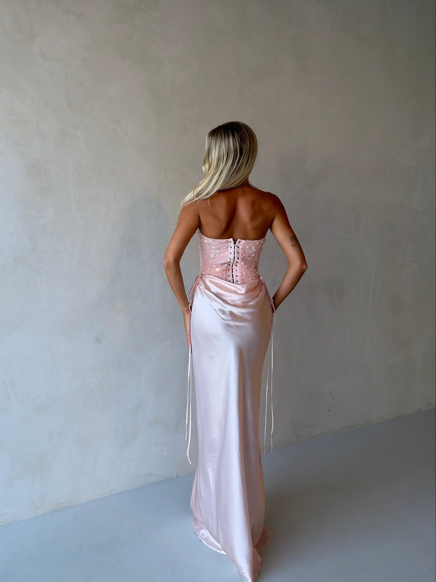 Verity Bustier + Evelyn Maxi In Baby Pink