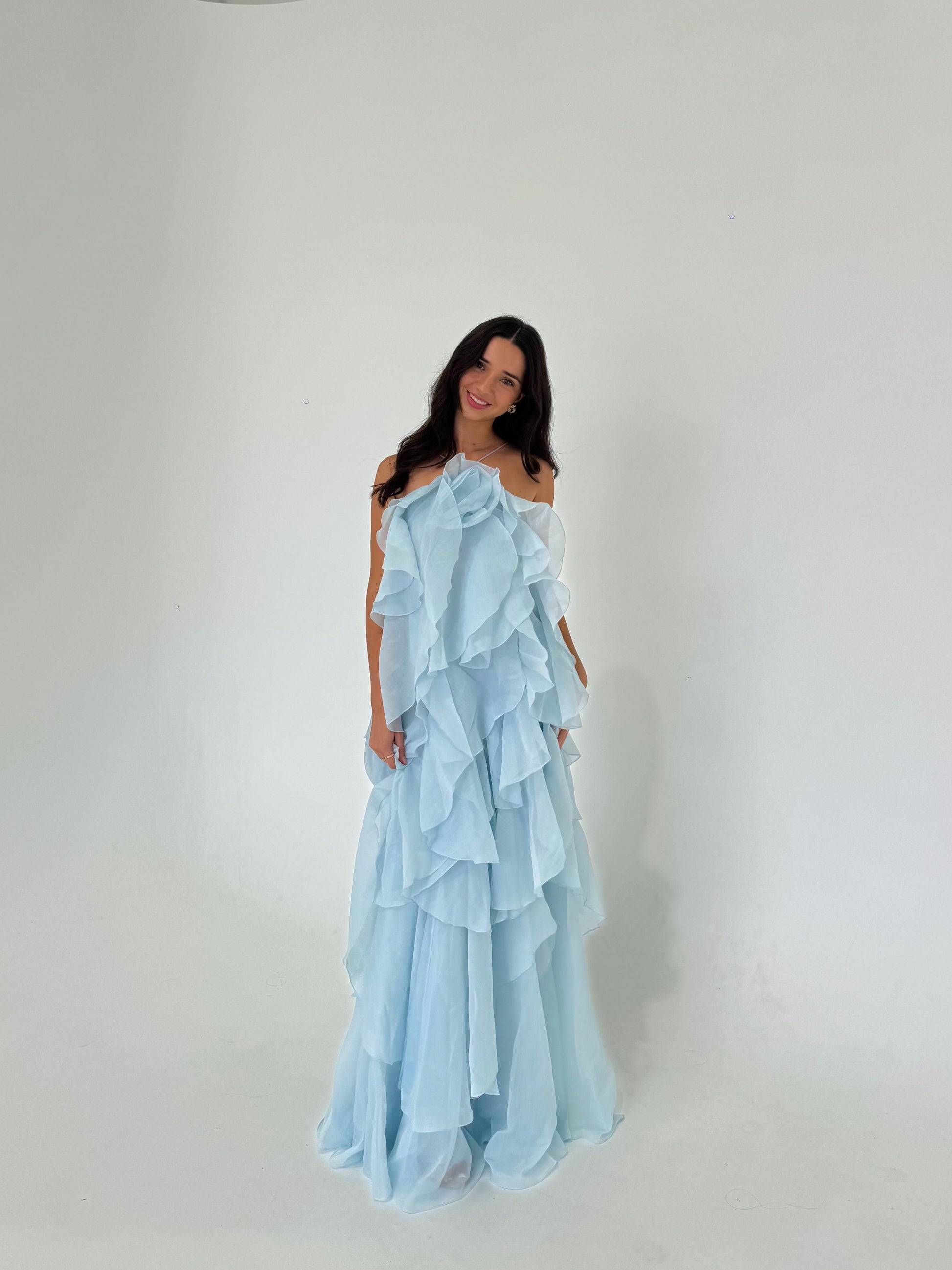 Pandorea Layered Maxi Dress In Blue Pandorea Layered Maxi Dress In Blue