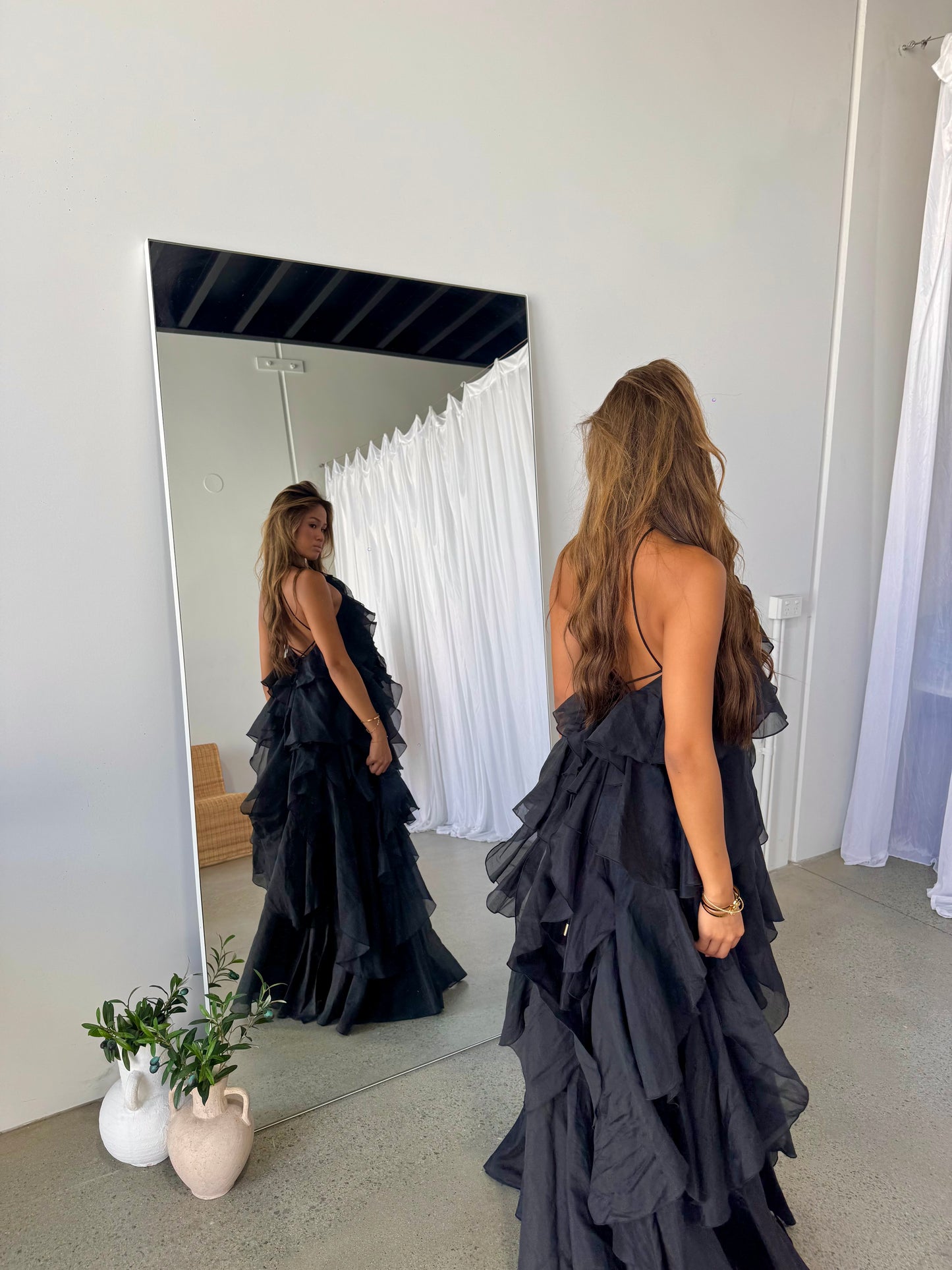 Pandorea Layered Maxi Dress In Black