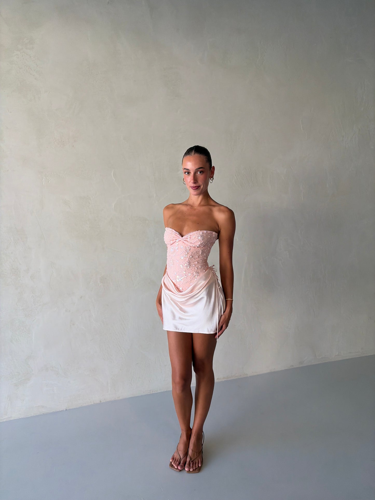 Verity Bustier + Evelyn Mini Skirt In Baby Pink