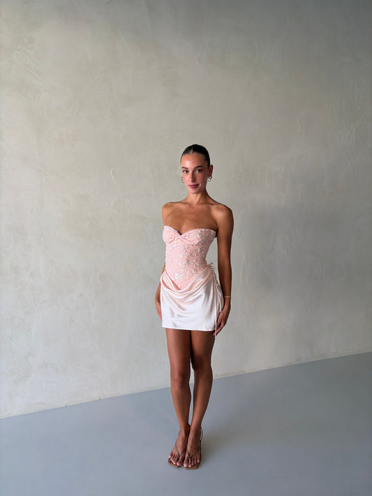 Verity Bustier + Evelyn Mini Skirt In Baby Pink