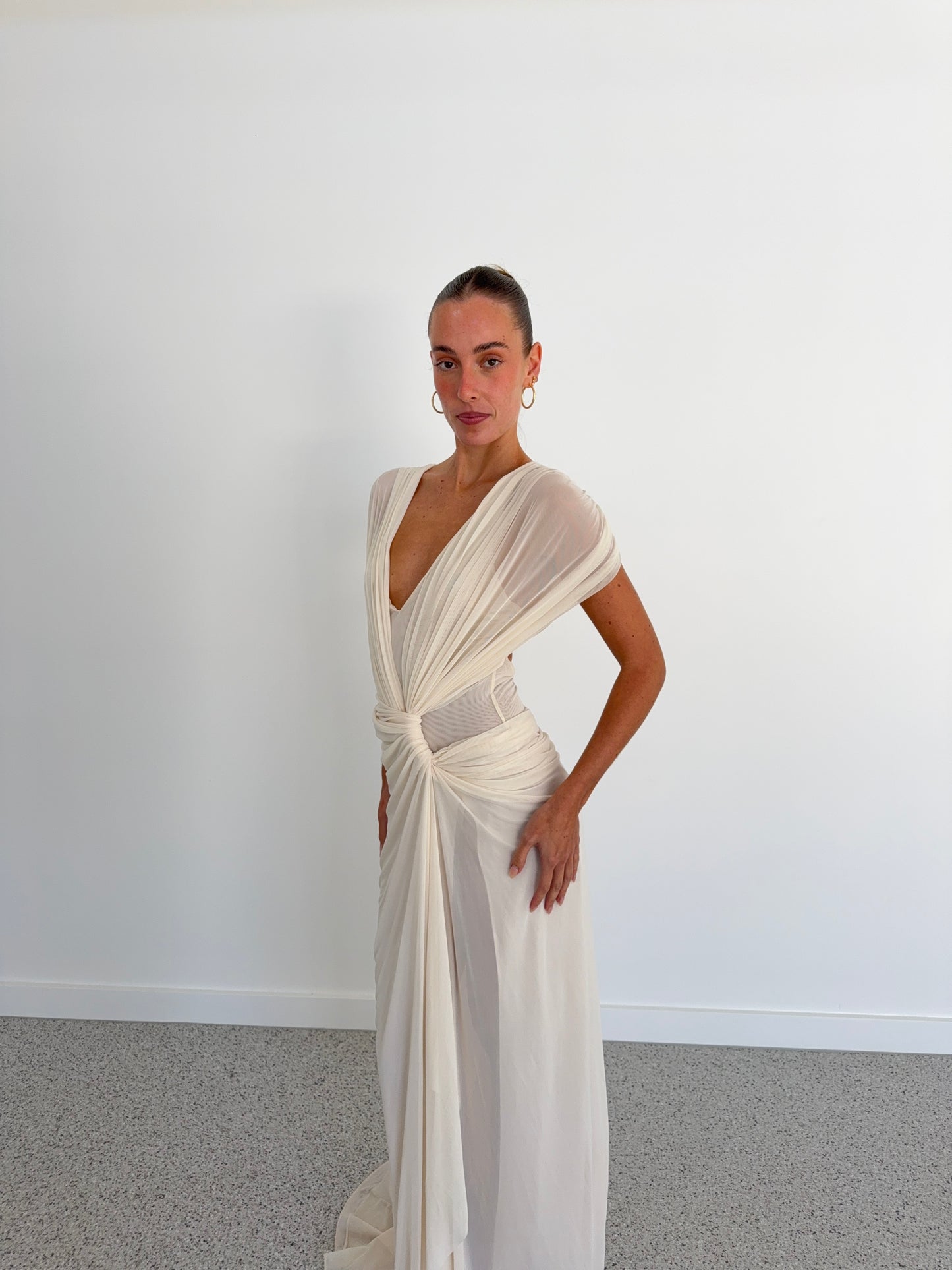 Leia Drape Gown in Butter Cream
