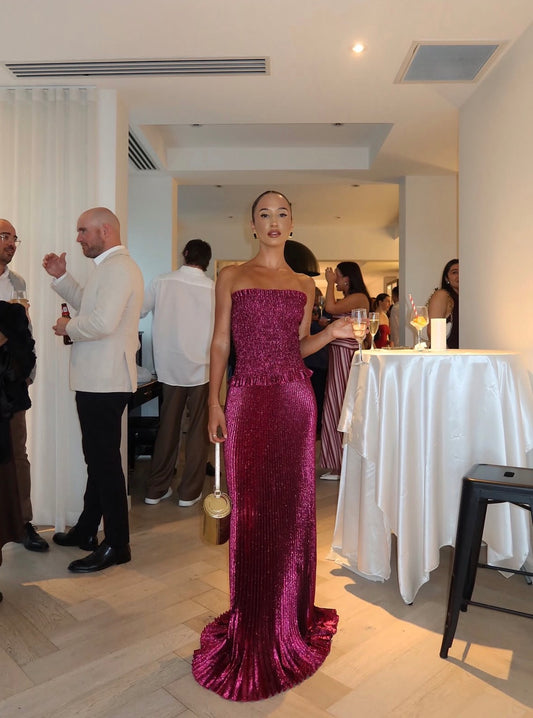 Maya Gown in Sangria Glitter