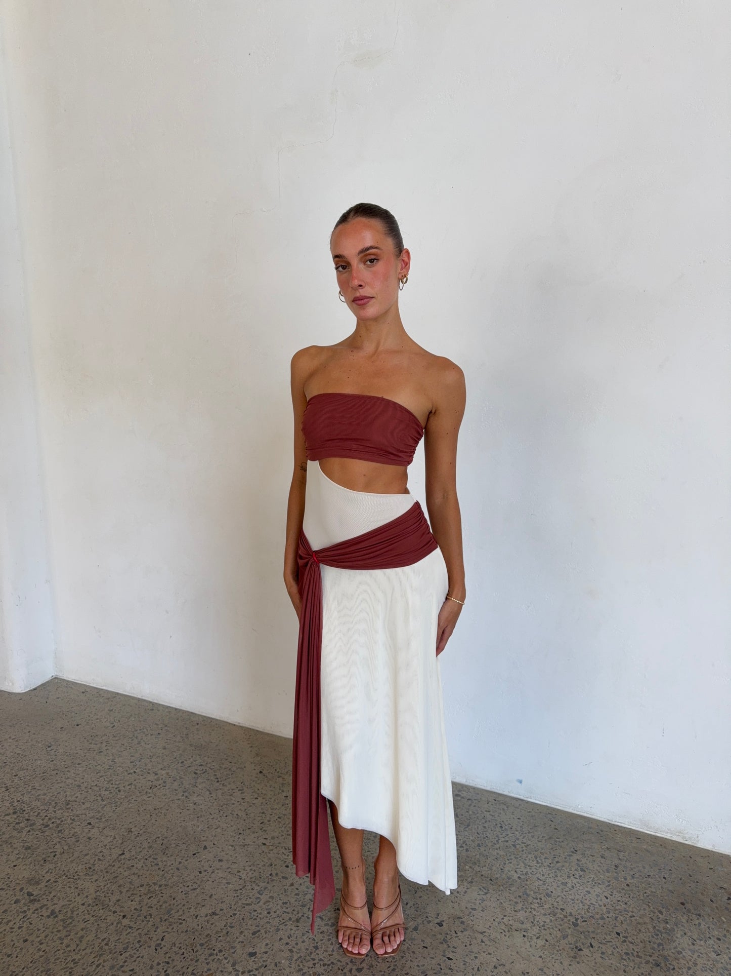 Ayla Strapless in Rust/Buttercream