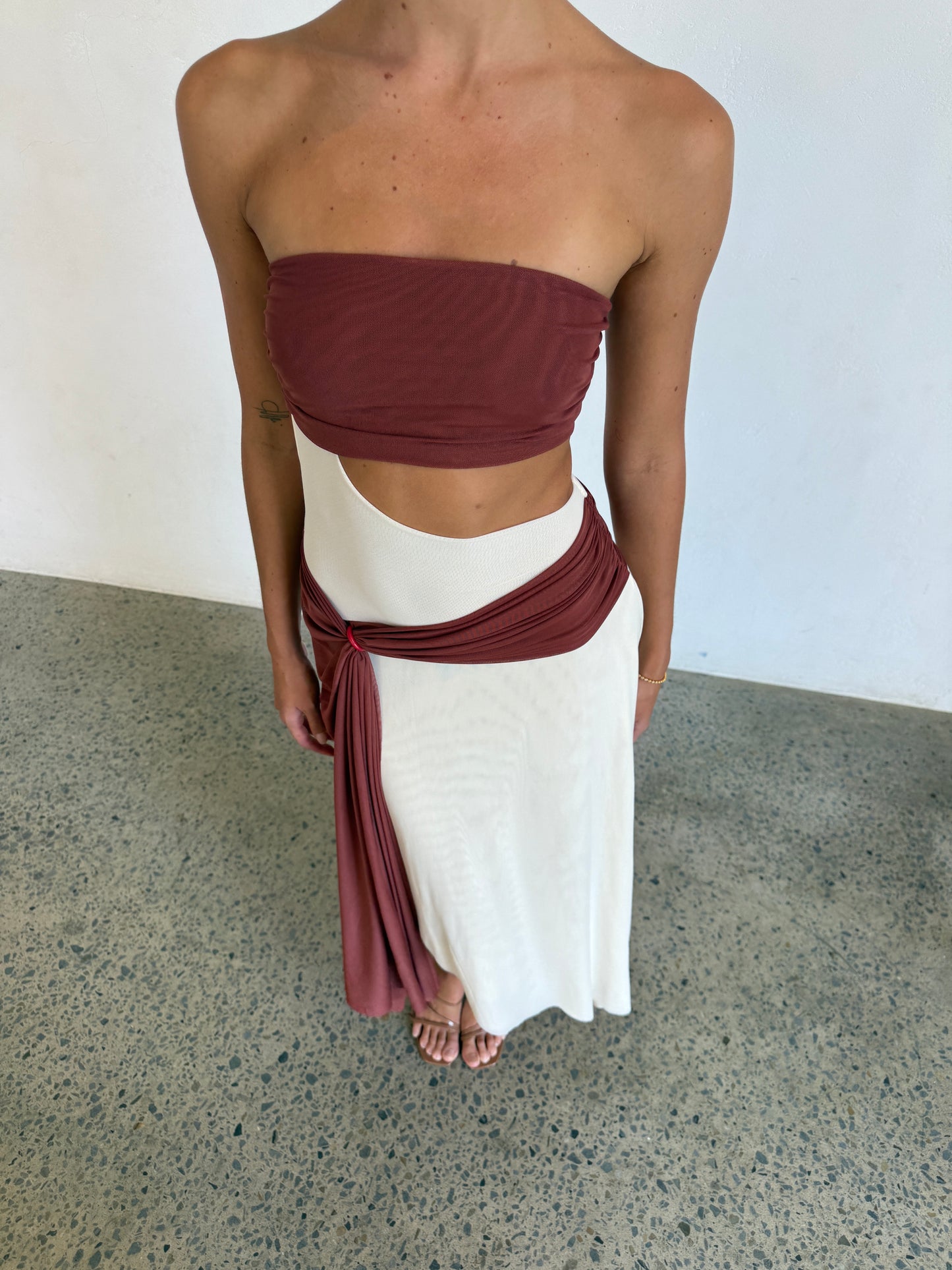 Ayla Strapless in Rust/Buttercream
