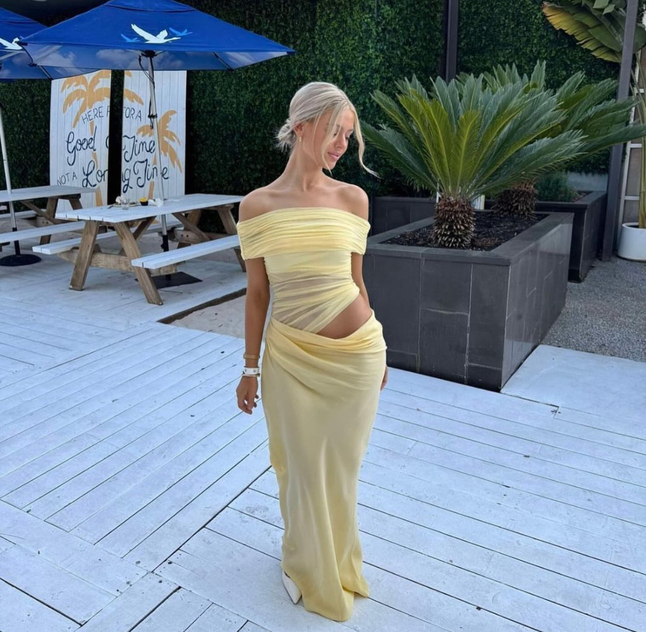 Nico Off Shoulder Dress in Butter