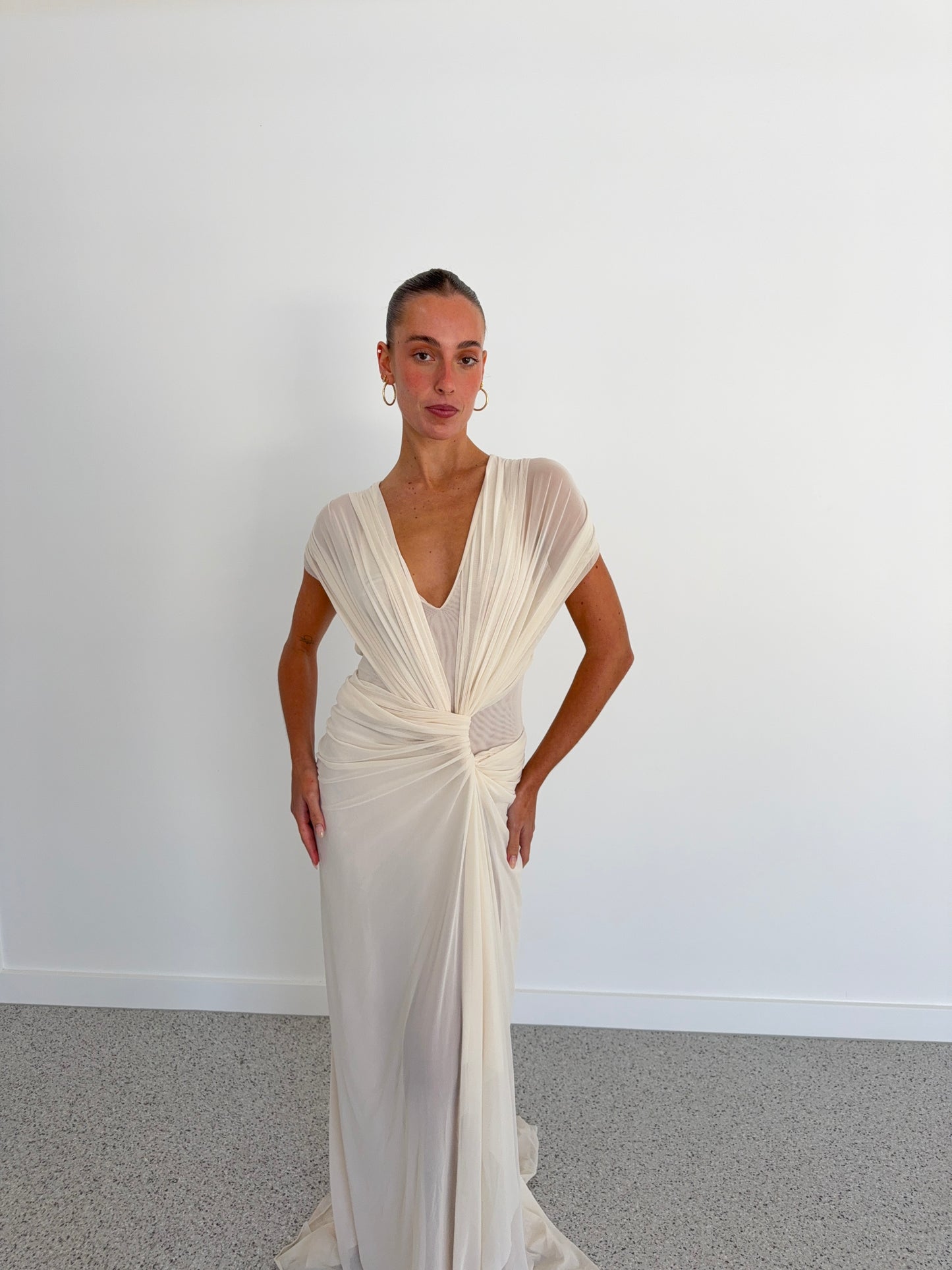 Leia Drape Gown in Butter Cream