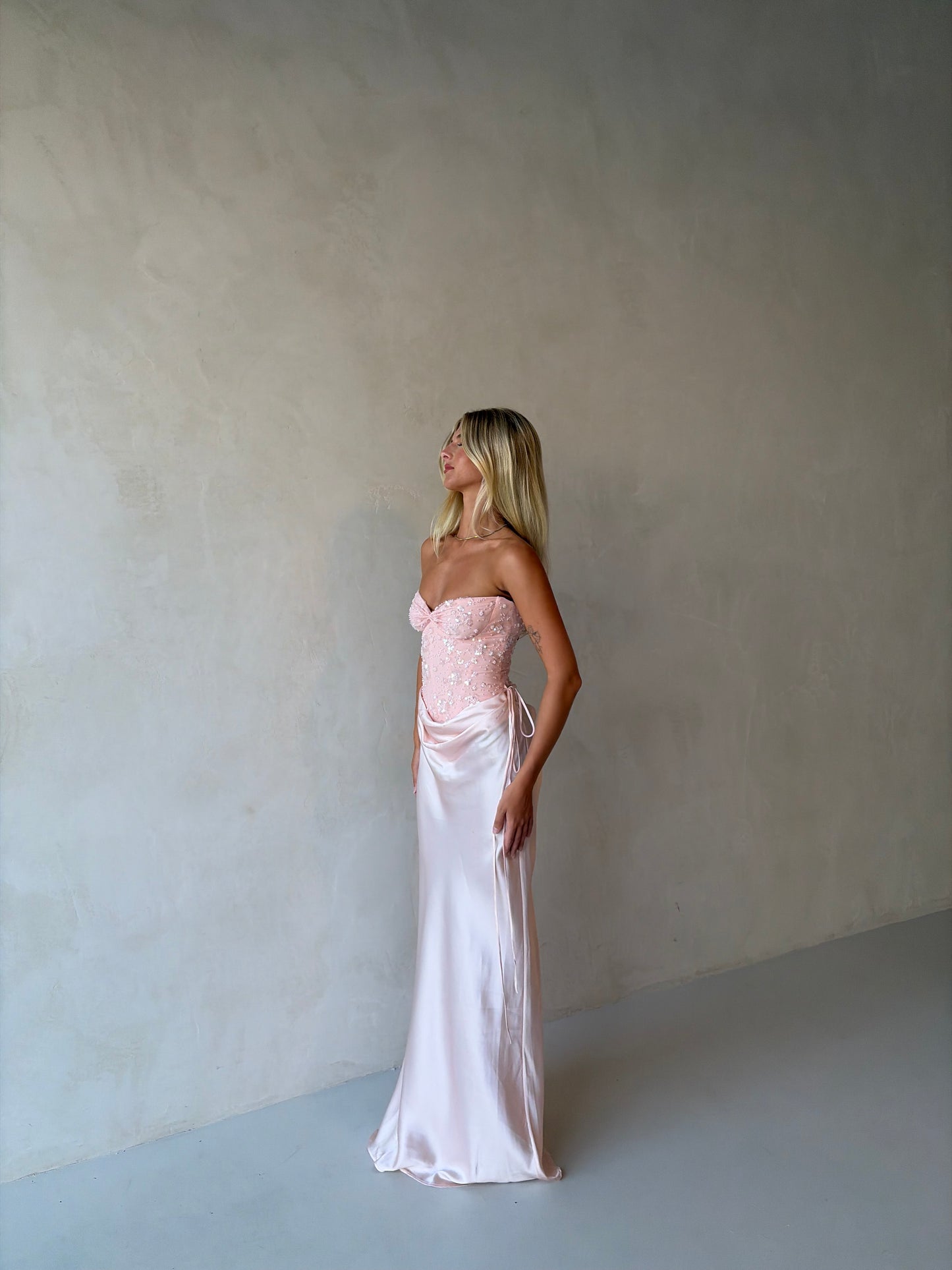 Verity Bustier + Evelyn Maxi In Baby Pink