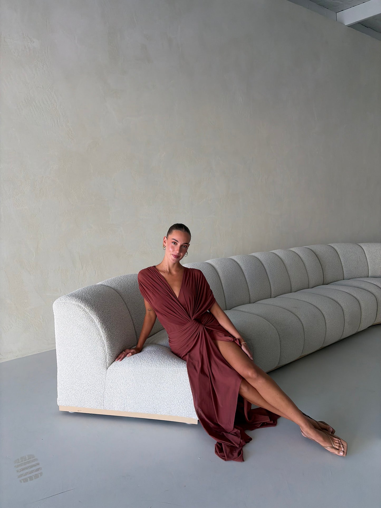 Leia Drape Gown in Rust