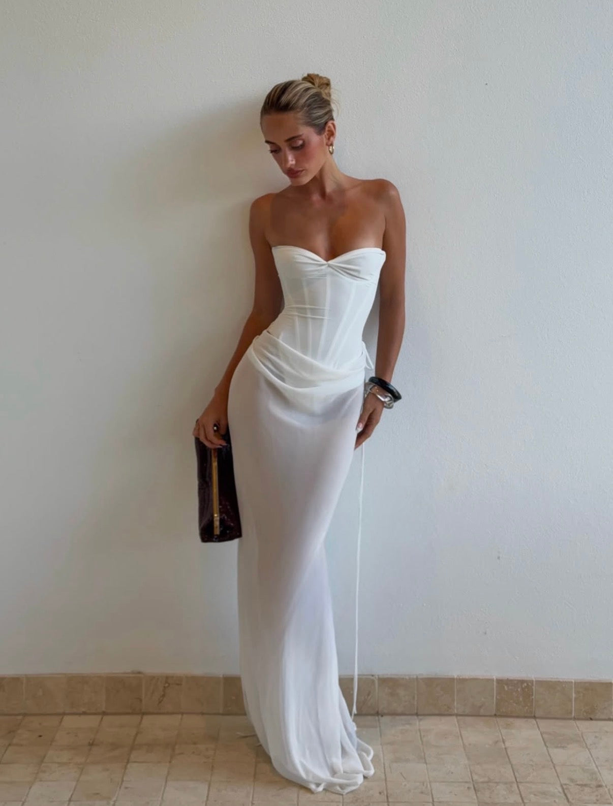 Verity Bustier + Allira Maxi Skirt In White