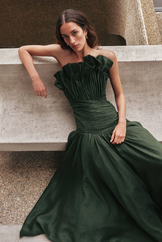Aquiline Gown in Hunter Green