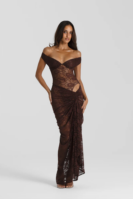 Aubrey Dress in Brown