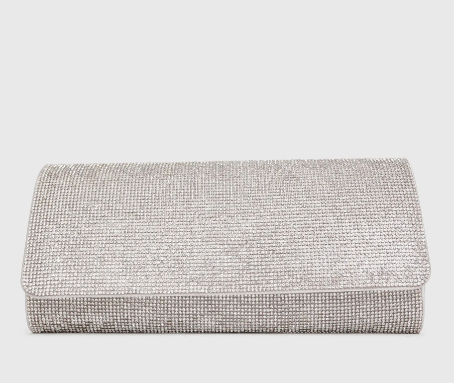 Silver Diamonte Clutch Bag