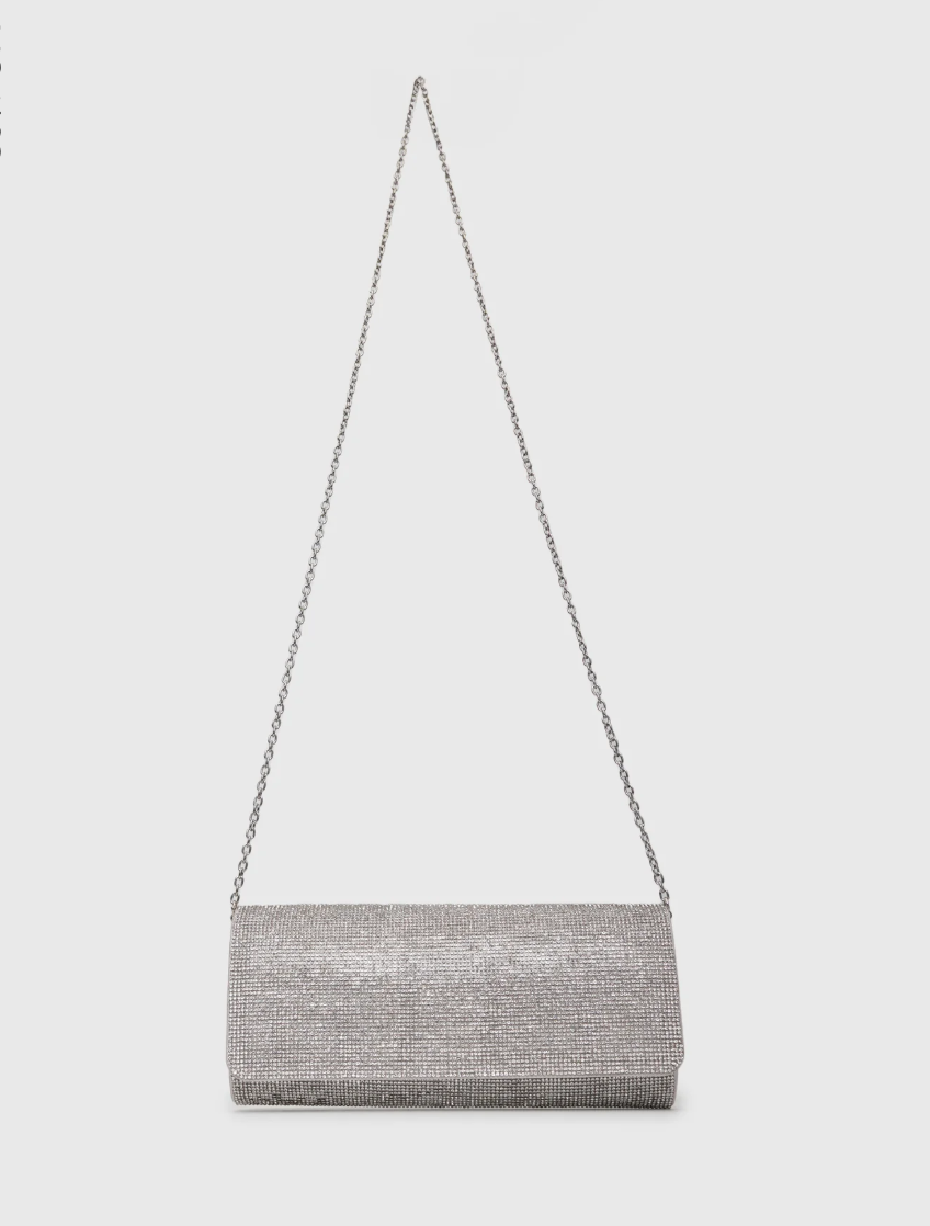 Silver Diamonte Clutch Bag
