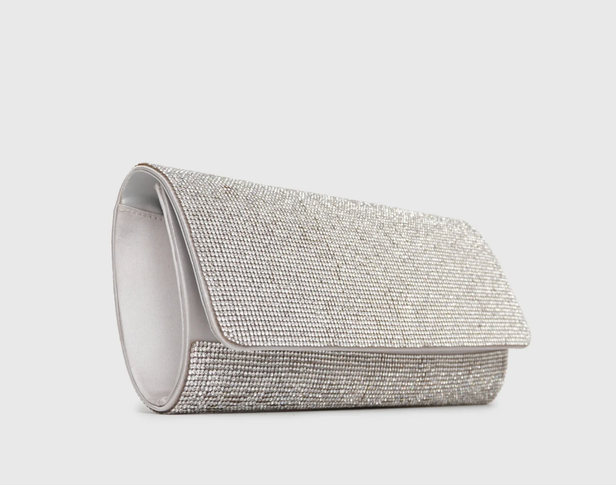 Silver Diamonte Clutch Bag