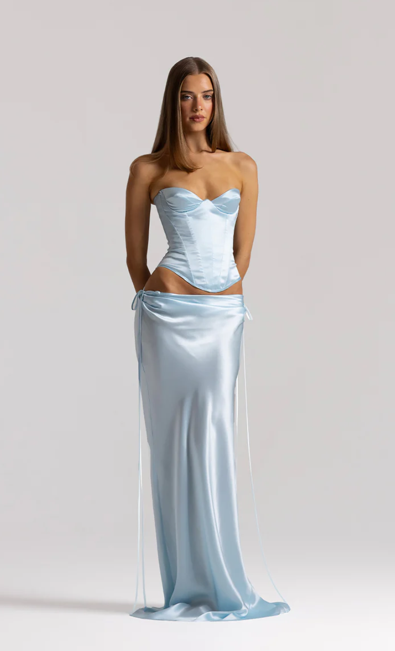 Elina Bustier + Evelyn Maxi in Ice Blue